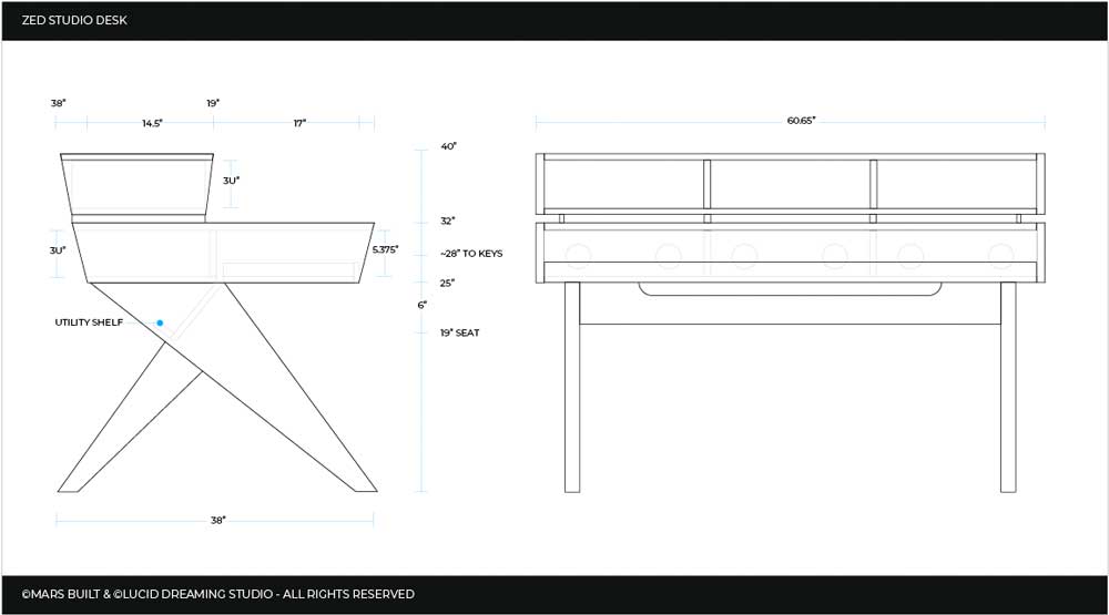 Zed Music Studio Desk